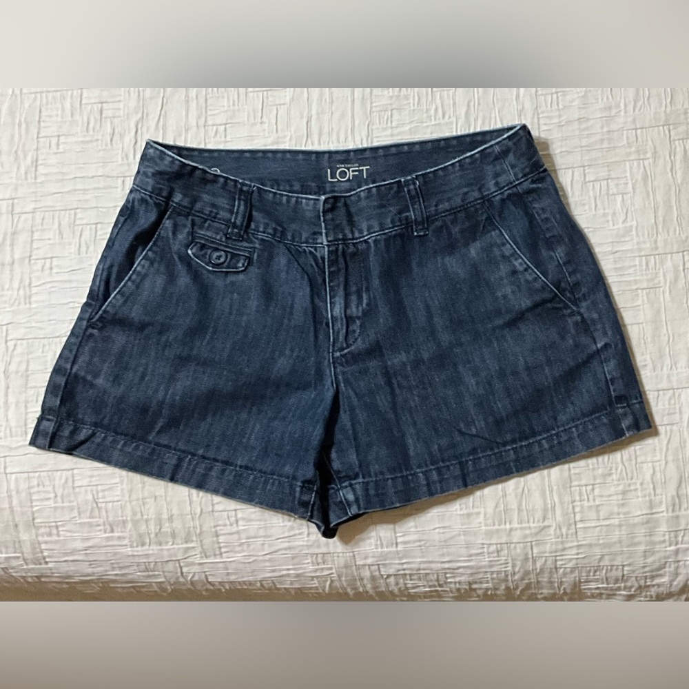 LOFT Navy Dark Wash Denim Shorts